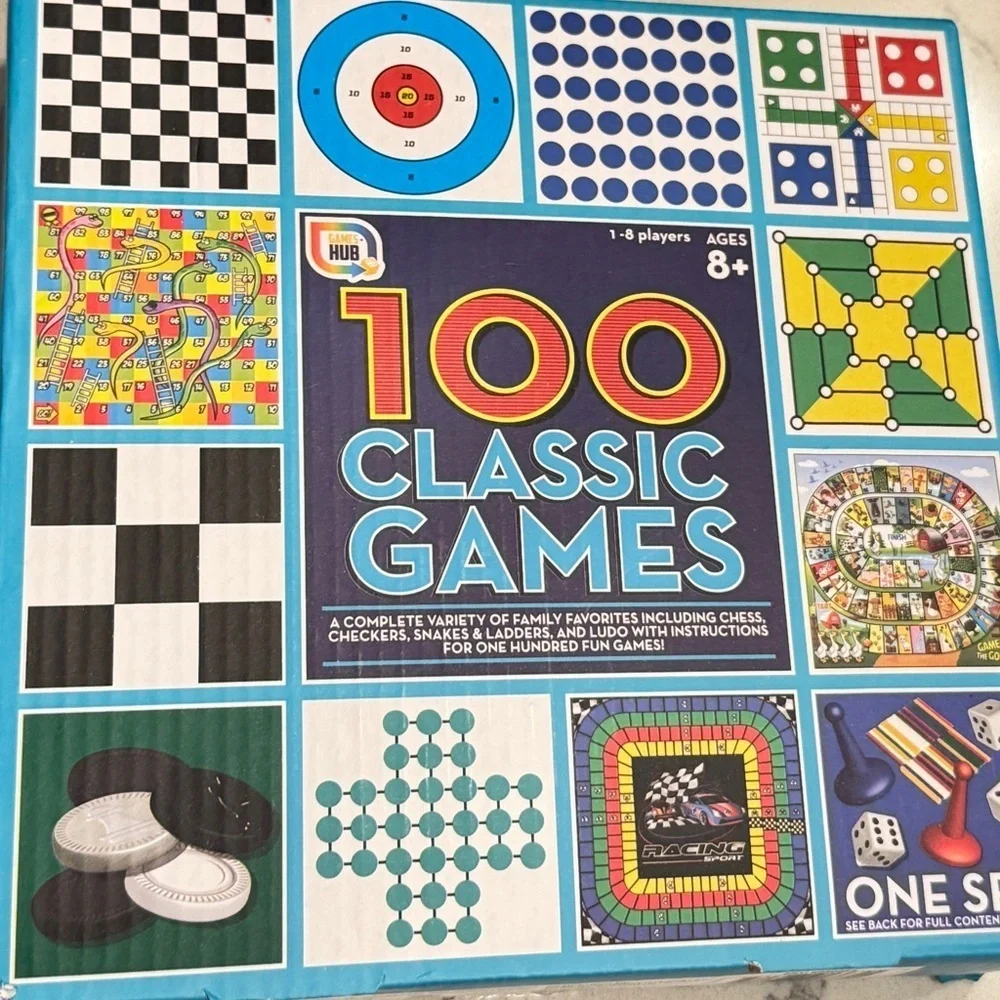abeec 100 Classic Games  family board games Compendium Ludo, Chess, Lady Games